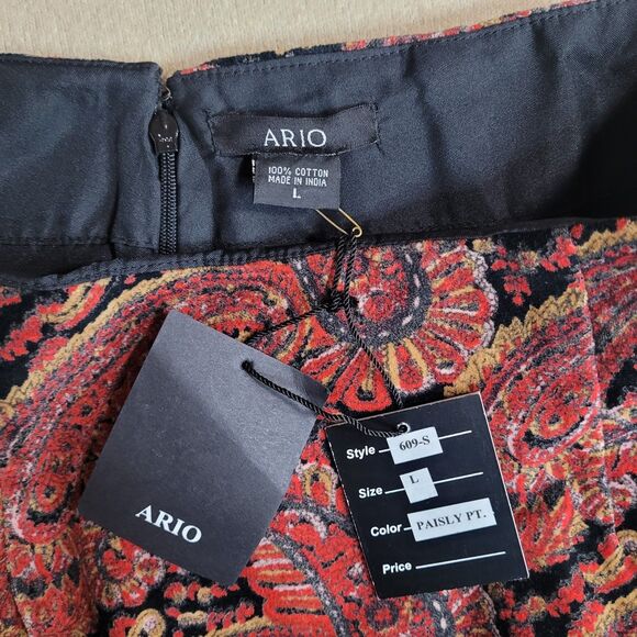 NWT Ario Beaded Pencil Skirt Red Gold Paisley Velvet Womens L Boho Maximalist - Picture 8 of 11